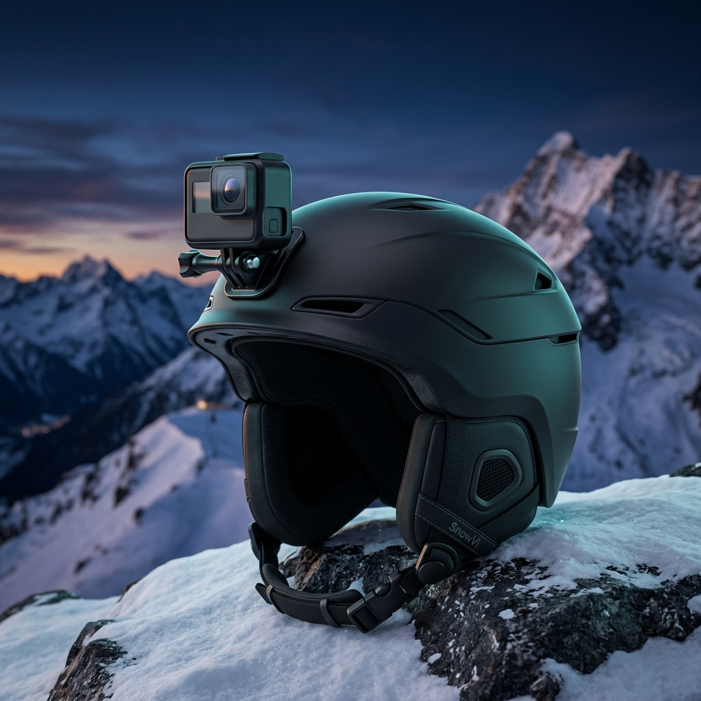SnowVi HUD used as action camera mount